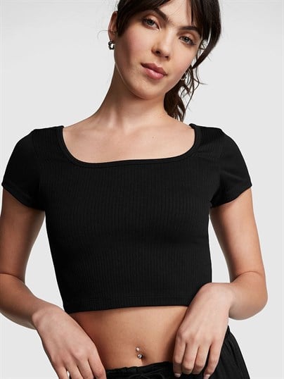 Seamless Kısa Kollu Crop Üst
