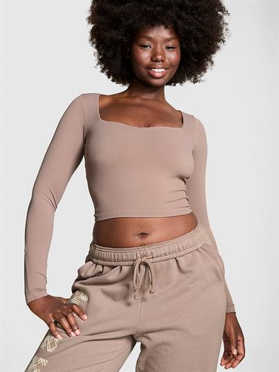 Soft Seamless Uzun Kollu Kalp Yaka Üst