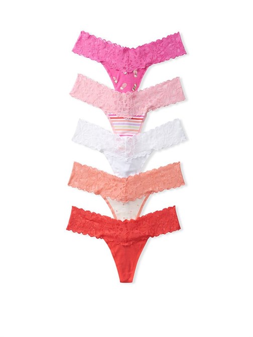5-pack Lace Waist Thong Panties
