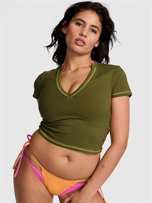 All-Day Cotton Plunge Cropped Top