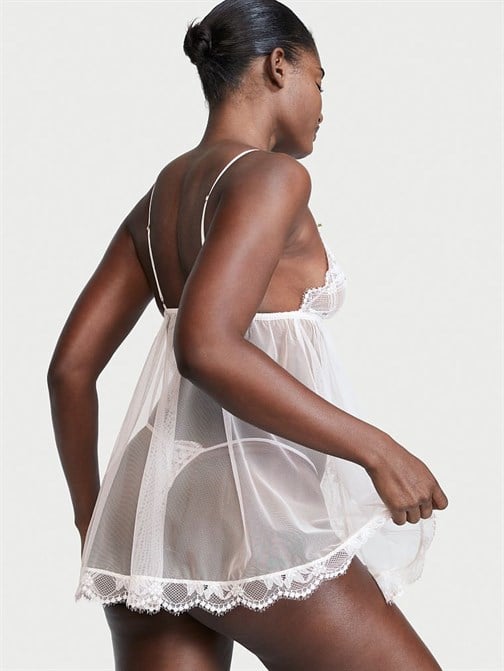Astarsız Önü Açık Dantel Babydoll