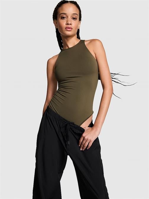 Base Dik Yaka Esnek Bodysuit