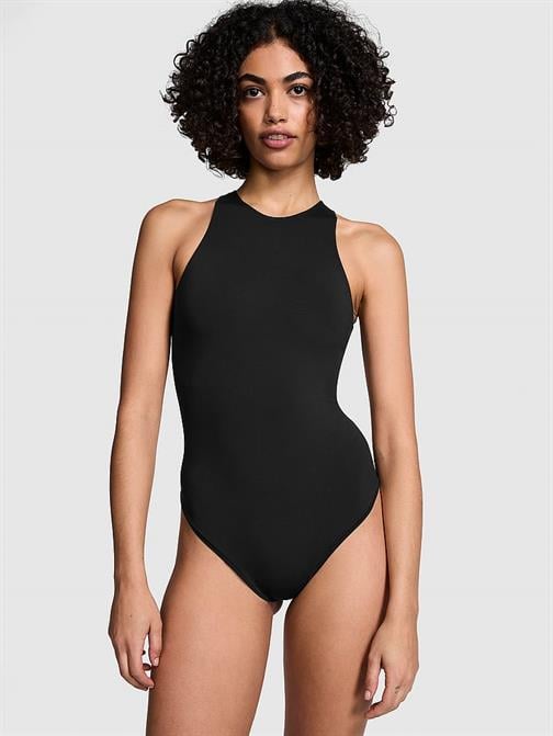 Base Dik Yaka Esnek Bodysuit