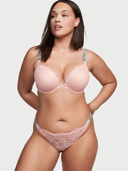 Bombshell 2 Beden Büyük Gösteren Işıltılı Askılı Push-Up Sütyen