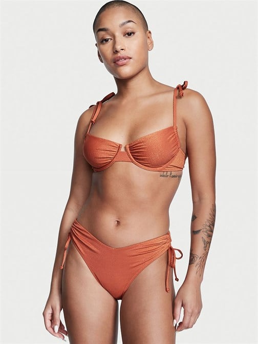 Büzgülü Işıltılı Balenli Ayarlanabilir Bikini Üstü