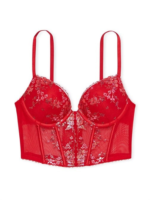 Çiçek Nakışlı Push-up Korse Büstiyer