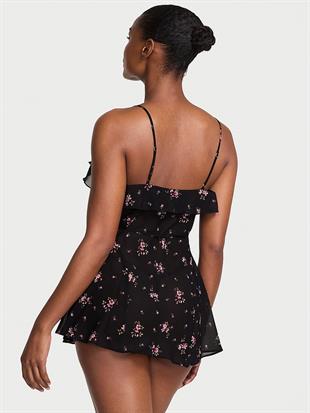 Çiçekli Şifon Babydoll Takımı
