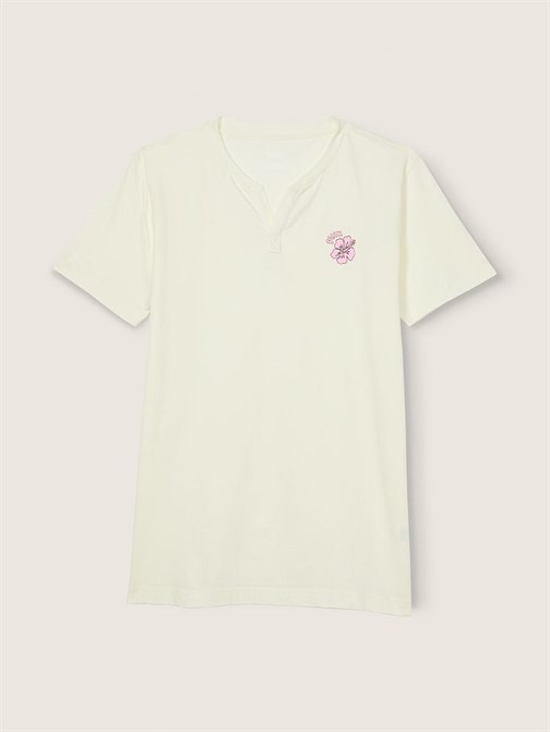 Cotton Short-Sleeve Henley Campus T-Shirt