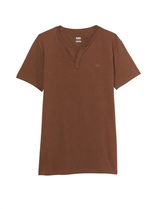 Cotton Short-Sleeve Henley Campus T-Shirt