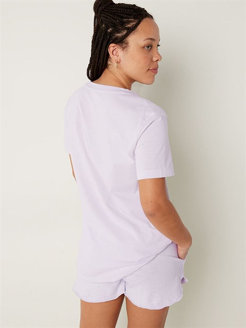 Cotton Short-Sleeve Henley Campus T-Shirt