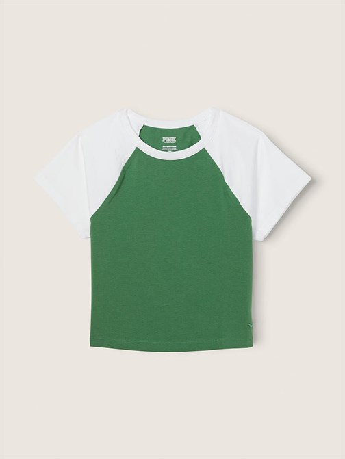 Cotton Short-Sleeve Raglan Crop Top