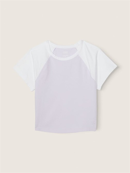 Cotton Short-Sleeve Raglan Crop Top