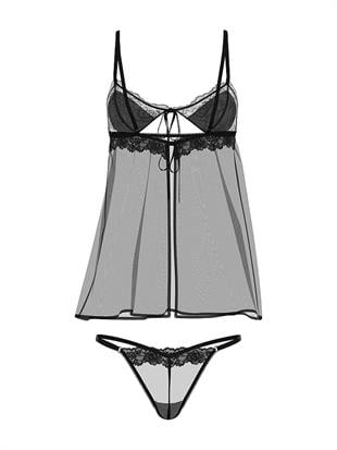 Dantelli Üçgen Babydoll Takımı