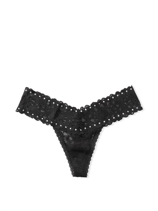 Embellished Lace Thong Panty