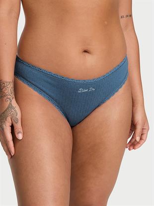 Esnek Pamuklu Pointelle Dantelli Bikini Külot