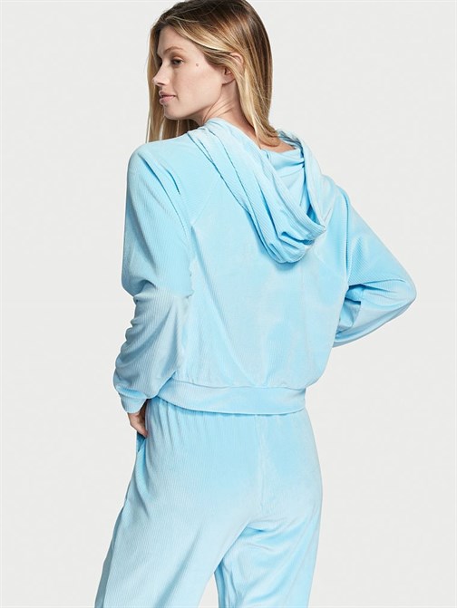 Fitilli Kadife Kapüşonlu Sweatshirt