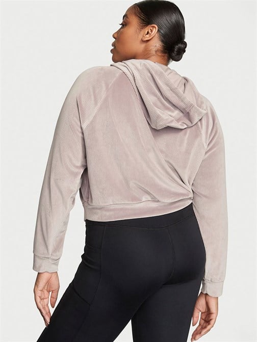 Fitilli Kapüşonlu Kadife Sweatshirt