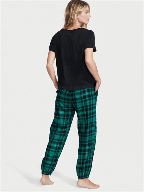 Flanel T-shirt Pijama Takımı