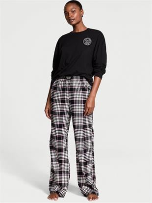 Flanel Uzun Kollu Tişört Pijama Takımı