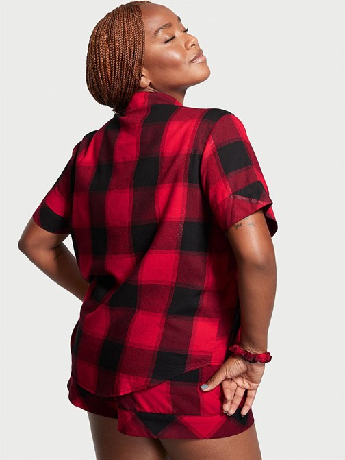 Flannel Şortlu Pijama Seti