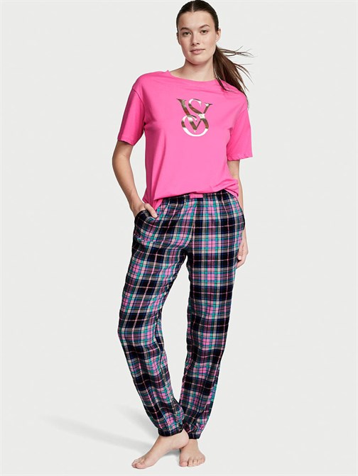 Flannel Tişört Jogger Tee-Jama Takımı