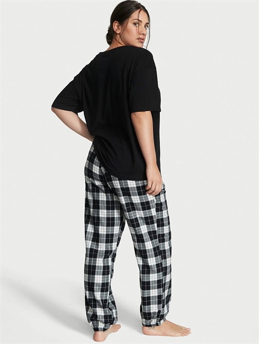 Flannel Tişört Jogger Tee-Jama Takımı