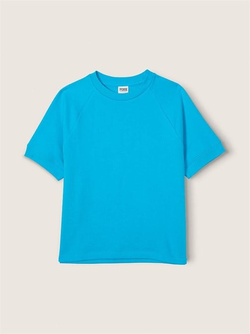 Fleece Cropped Short-Sleeve Crewneck Sweatshirt