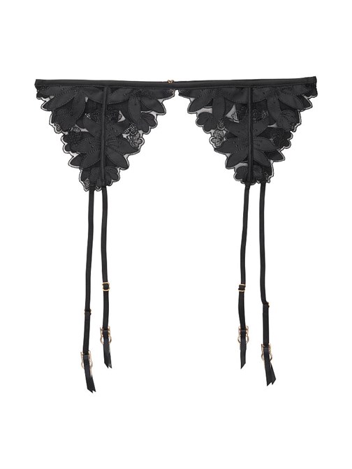 Floral Embroidery Garter Belt