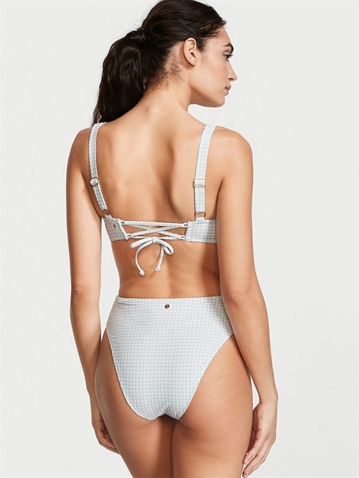 Gingham Toparlayıcı Bikini Üstü