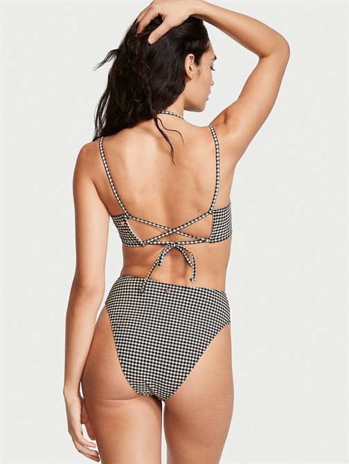Gingham Yüksek Bel Cheeky Bikini Altı