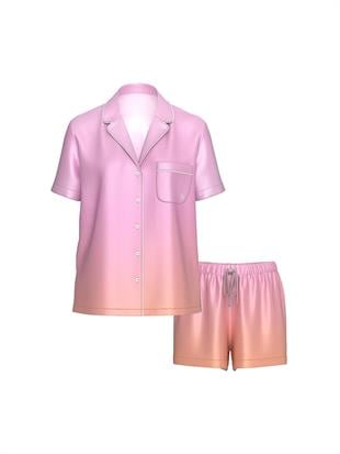 Glazed Saten Ombré Kısa Pijama Takımı