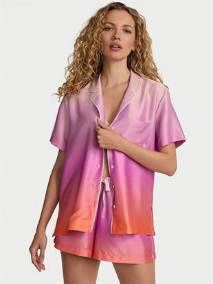 Glazed Saten Ombré Kısa Pijama Takımı