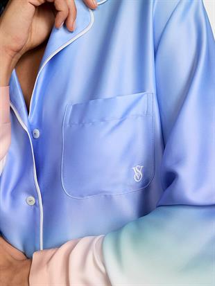 Glazed Saten Ombré Uzun Pijama Takımı