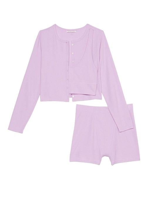 Glow Waffle Üç Parçalı Kısa Pijama Takımı