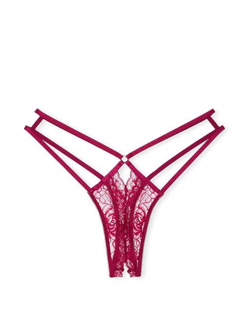 Gül Dantelli Crotchless Tanga
