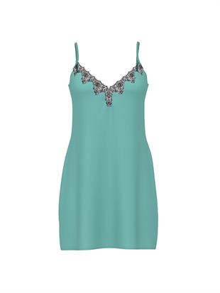 Gül Dantelli Saten Mini Gecelik