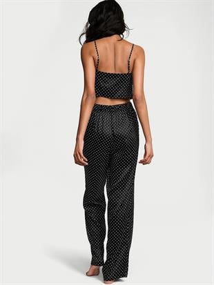 Gül Detaylı Crop Askılı Pijama Takımı