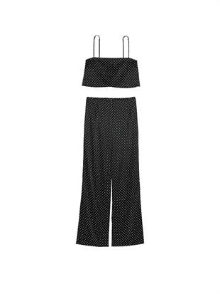 Gül Detaylı Crop Askılı Pijama Takımı
