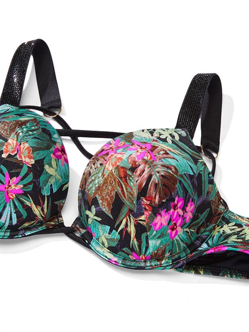 Işıltılı Askılı 2 Beden Büyük Gösteren Push-Up Bikini Üstü