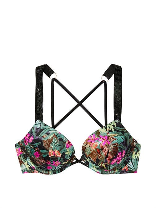 Işıltılı Askılı 2 Beden Büyük Gösteren Push-Up Bikini Üstü