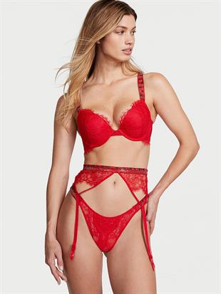 Işıltılı Askılı Dantel Push-Up Sütyen
