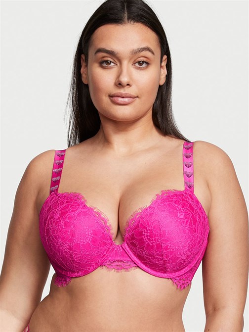 Işıltılı Askılı Dantel Push-Up Sütyen