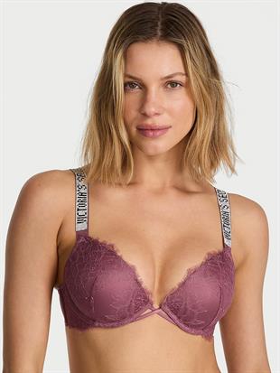 Işıltılı Askılı Dantelli Push-Up Sütyen