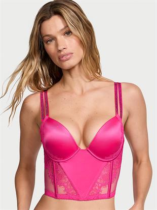 Işıltılı Çift Askılı Dantelli Push-Up Korse Büstiyer