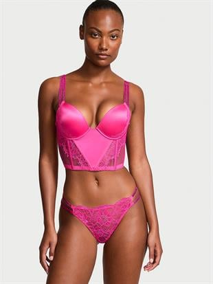 Işıltılı Çift Askılı Dantelli Push-Up Korse Büstiyer