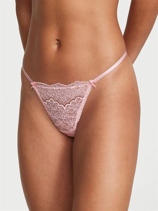 Işıltılı Kalpli Dantelli V-String Külot