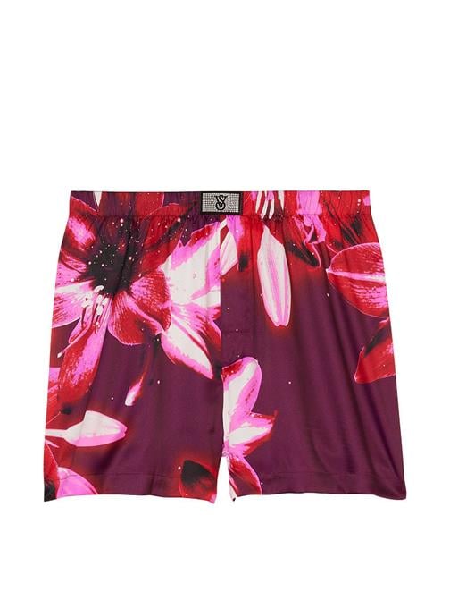 Işıltılı Yama Detaylı Saten Boxer Şort