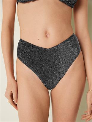 Işıltılı Yüksek Bel Cheeky Bikini Altı