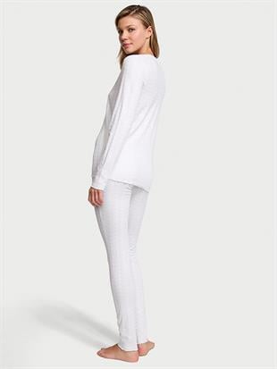 Kalpli Pointelle Uzun Pijama Takımı