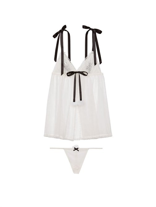 Kar Tanesi Süslü Babydoll Takımı